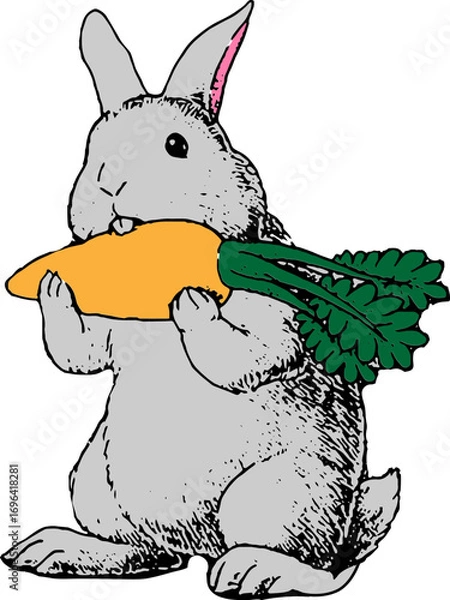 Obraz rabbit is eating carrot