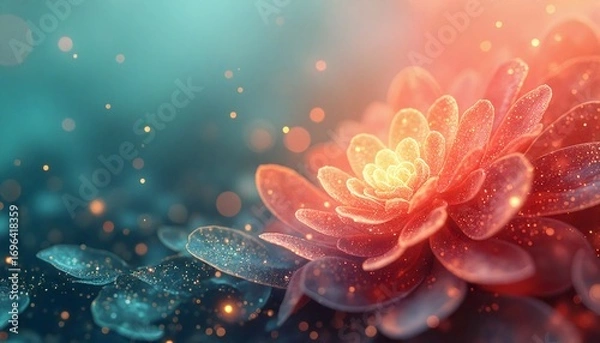 Fototapeta closeup of beautiful flower with vibrant orange and red color scheme