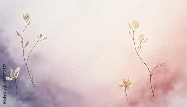 Fototapeta digital art piece appears to photograph of three branches with small white flowers on