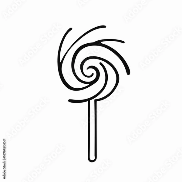 Obraz A delicious colorful swirl lollipop on a stick, isolated on a white background