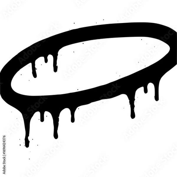 Obraz Black paint dripping halo design, perfect for urban art, graffiti, and creative projects