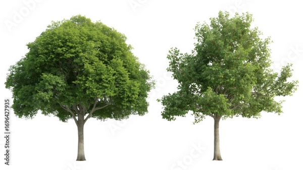Fototapeta Two Lush Green Trees Isolated on Transparent Background - Perfect for Landscaping and Design