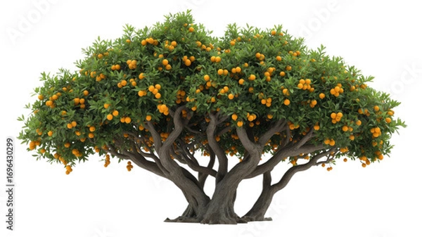 Fototapeta Abundant Orange Tree Isolated on Transparent Background