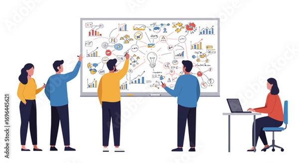 Fototapeta Driving Innovation: Visualizing Strategic Breakthroughs and Collaborative Success in Business