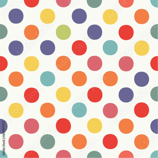 Fototapeta Colorful Polka Dots Pattern on White Background