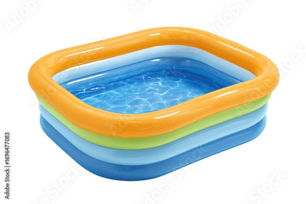 Obraz Inflatable rectangular paddling pool filled with water on transparent background