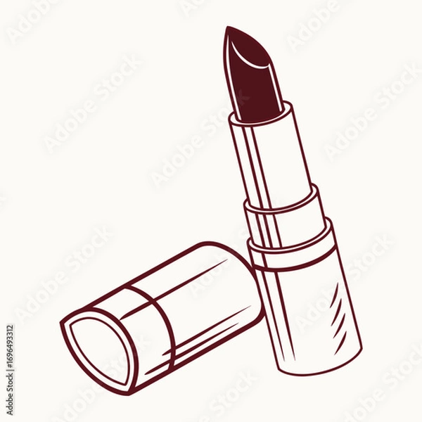Fototapeta Simple outline icon of a lipstick with its cap closed