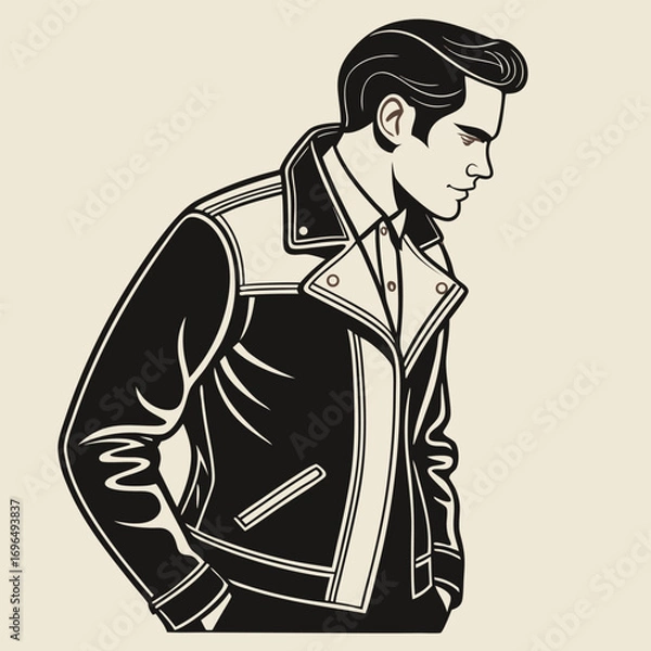 Fototapeta Stylish leather jacket icon for fashion and apparel design