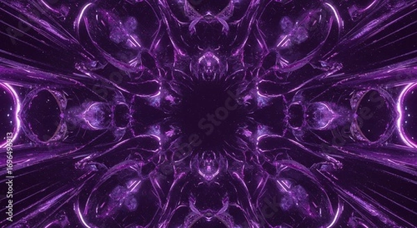Fototapeta Cosmic Purple Data Streams - Swirling Neural Network Energy AI-Generated for Tech Branding, Sci-Fi Media