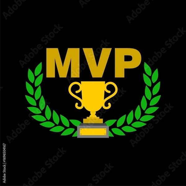 Fototapeta Most Valuable Player MVP Award icon isolated on black background