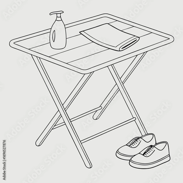 Fototapeta Simple outline icon of a collapsible table for design and illustration