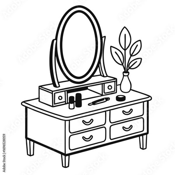 Fototapeta Simple outline icon of a vanity table with a mirror