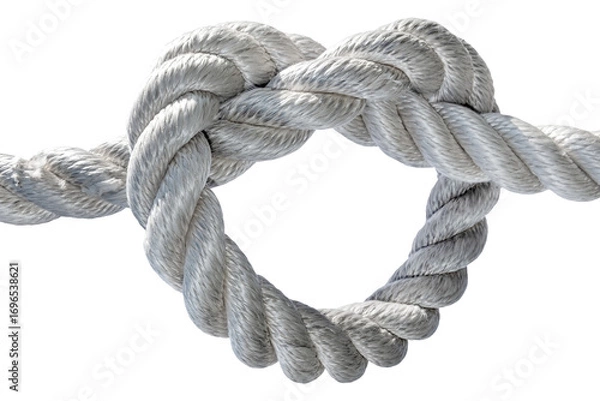 Fototapeta Rope. Jute. Twisted linen rope on a white background.