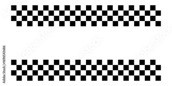 Fototapeta Black and white checkered rectangular frame. Square racing checkerboard pattern. Chessboard geometric pattern. Rally checkerboard pattern. Finish racing frame. Vector illustration on white background