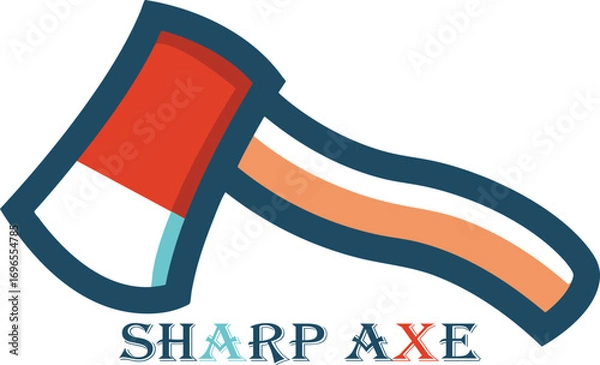 Obraz  Flat Vector Icon of a Multicolored Axe in EPS Format.