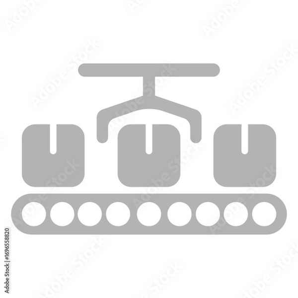 Obraz conveyor belt icon with boxes, factory, on a white background, vector illustration