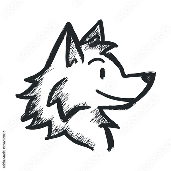 Fototapeta Friendly wolf character design for childrens storytelling projects. Vector hand drawn illustration
