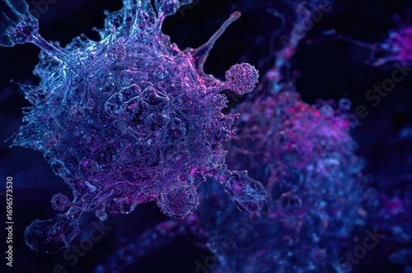 Fototapeta Microscopic view of Non-Hodgkin's lymphoma cells at high magnification