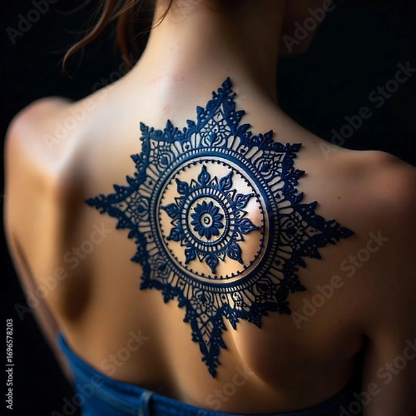 Fototapeta Intricate Henna Design on a Woman's Back