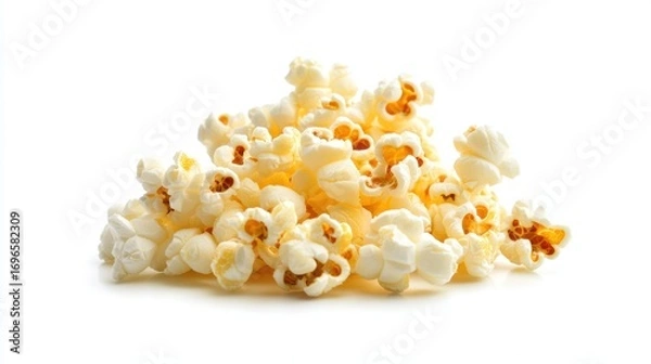 Fototapeta Enjoying buttery fluffy popcorn in an isolated bowl on a clean surface