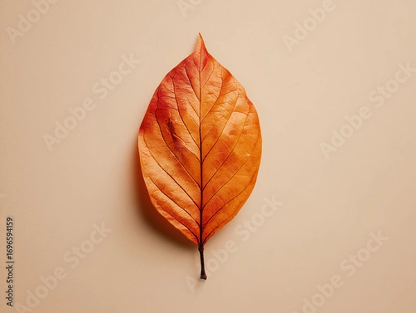 Obraz Autumn Leaf on Neutral Background