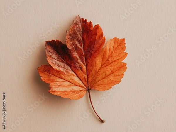 Obraz Autumn Leaf on Neutral Background