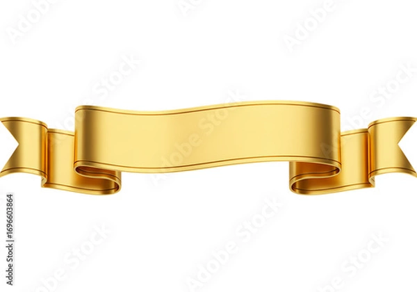 Fototapeta Golden Scroll Banner Elegant Blank Ribbon for Awards Certificates and Design Projects isolated on transparent background