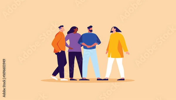 Fototapeta Diverse Group of People in Conversation, Teamwork, and Collaboration