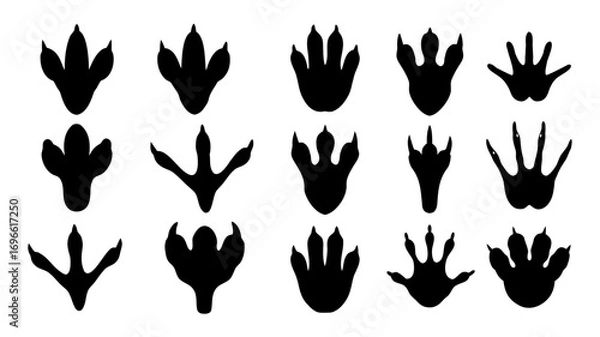 Fototapeta silhouette dinosaur footprint vector set