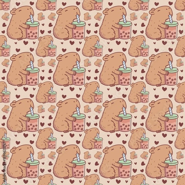 Obraz seamless pattern with capibara