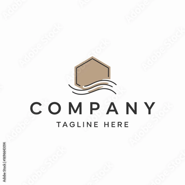 Fototapeta Modern Hexagon and Wave Logo for Company
