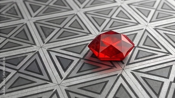 Fototapeta red gemstone on geometric background