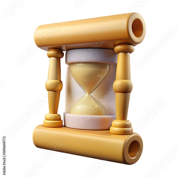 Fototapeta 3D icon of a vintage hourglass for time, deadline, and history concepts, with a transparent background - Generative AI
