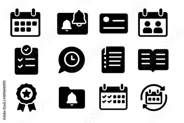 Fototapeta Business and office icon set. essential tools and efficiency outline collection