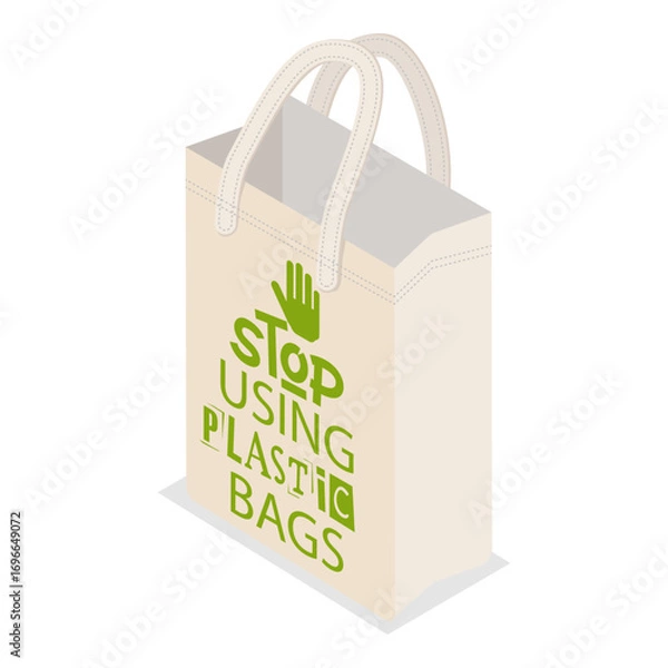 Fototapeta 3D Isometric Flat Vector Illustration of Eco-friendly Bags, Sustainable Shopping And Reusable Packaging. Item 3