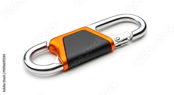 Fototapeta Modern Double Carabiner Keychain Clip with Orange and Black Accents