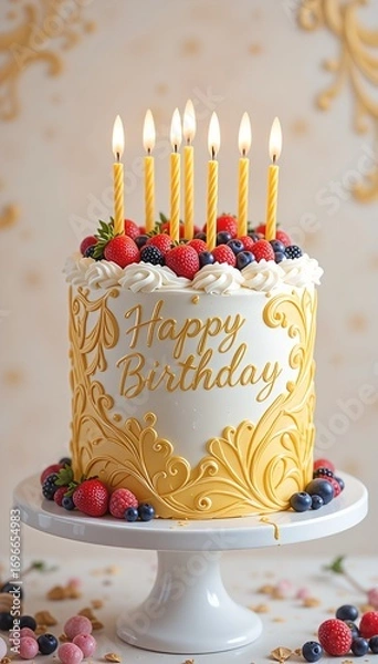 Obraz birthday cake with candles