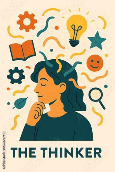 Fototapeta Creative Thinking Process and Brainstorming, A Person with Ideas and Inspiration, Mental Health and Psychology Concept