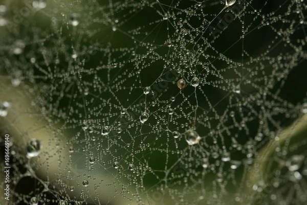 Fototapeta spider web with dew drops