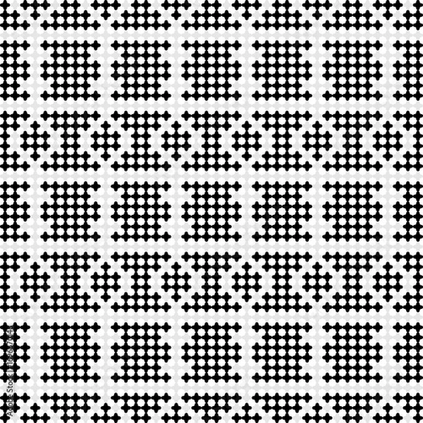 Fototapeta Black and white seamless pattern set with geometric and decorative design elements