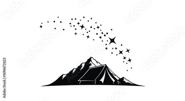 Fototapeta A majestic mountain peak crowned with a shower of twinkling stars