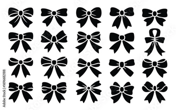 Fototapeta Vector art of collection of elegant black bow silhouettes, perfect for adding a touch of sophistication to your designs and creative projects with ease