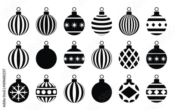 Fototapeta Vector art of a set of round christmas ornaments, perfect for adding a festive touch to your designs these elegant decorations are ideal for the holiday season