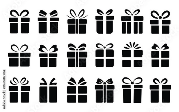 Fototapeta Vector art of set of gift box icons collection of different gift boxes with bows and ribbons vector illustration of present box symbols in flat style