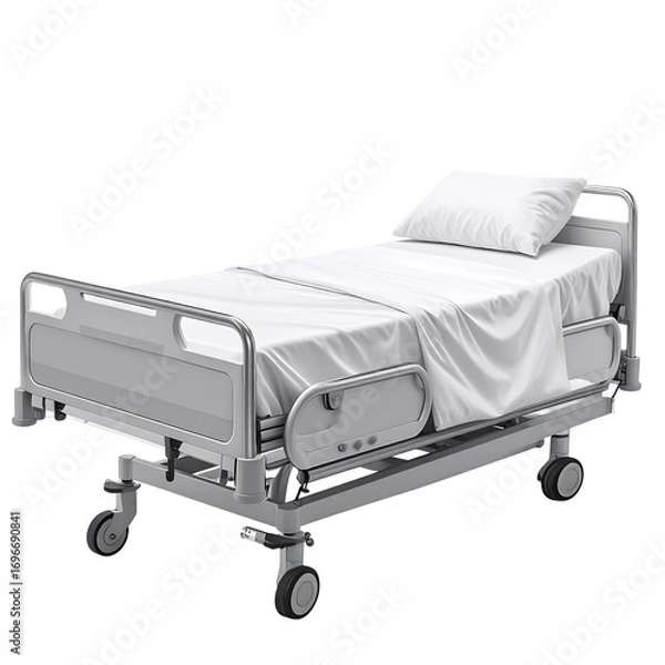 Obraz Hospital bed with white sheets shown