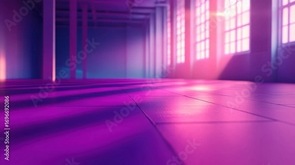 Fototapeta Abstract Interior Space with Colorful Light Reflections on Floor
