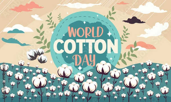 Obraz World cotton day vector art background illustration design.