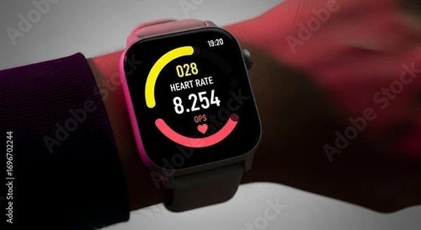 Fototapeta Smartwatch Fitness Tracker Monitoring Heart Rate and Health Metrics