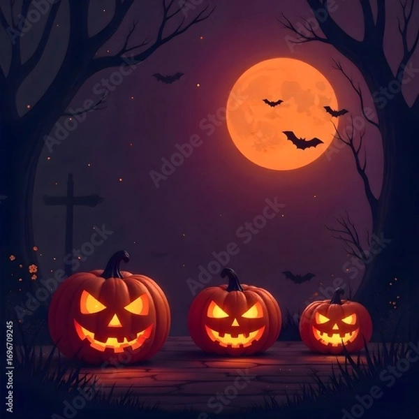 Fototapeta halloween background with pumpkins