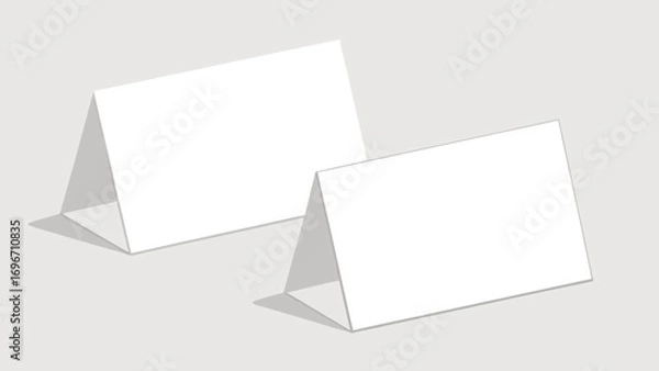 Obraz Two blank white tent cards on a light gray background